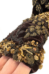 Exceptional 2004 John Anthony Couture Brown Velvet Heavily Hand Embroidered & Beaded Jacket