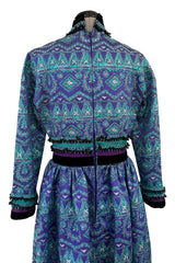 Gorgeous 1960s Unlabeled Metallic Blue Turquoise & Purple Beaded Dress