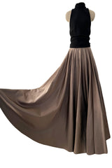 Fall 2012 John Anthony Couture Black Jersey Turtleneck Dress w Full Circle Taupe Skirt