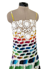 Hugely Documented Spring 2014 Chanel by Karl Lagerfeld Rainbow Print & Lace Runway Dress