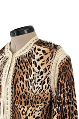 Gorgeous Fall 2005 Christian Dior by John Galliano Leopard Print Goat Skin Jacket w Crochet Detail