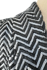 Impeccable Fall 1984 John Anthony Couture Silver & Black Chevron Hand Beaded & Sequin Jacket