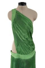 Very Rare Spring 2007 Roberto Cavalli Green Pleated Silk Chiffon Dress w Open Back & Sides