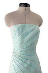Superb Fall 2005 Richard Tyler Version of Runway Strapless Pale Blue & Ivory Silk Organza Dress