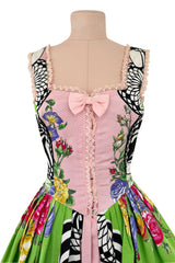 Dreamiest Spring 1992 Gianni Versace Versus Documented Pink Bow Detailed & Floral Print Dress