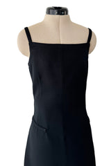 Incredible Fall 1971 Andre Courreges Black Dress w Open Back Detailed w Straps & Bows