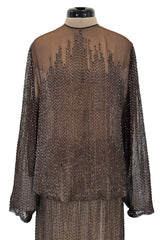 Fall 1981 John Anthony Couture Hand Beaded Silk Chiffon Top & Skirt Set