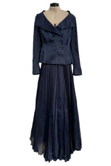 Spring 2000 Chanel by Karl Lagerfeld Haute Couture Runway Blue Organza Silk Dress & Jacket
