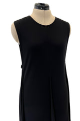 Chic Spring 2000 Chanel by Karl Lagerfeld Runway Sleeveless Black Jersey Tent Swing Dress