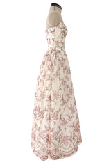 Prettiest 2000s Christian Lacroix Embroidered Net Strapless Dress w Dramatic Sleeved Bolero