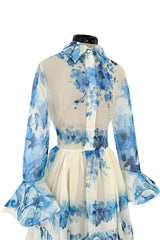 Pre-Fall 2020 Valentino by Pierpaolo Piccioli Runway Look 3 Blue & White Silk Organza Dress