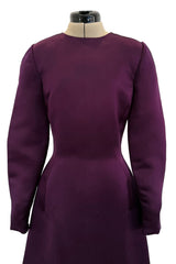 Fall 2002 Oscar de la Renta Runway Look 50 Deep Purple Silk Dress w Hand Applied Patchwork