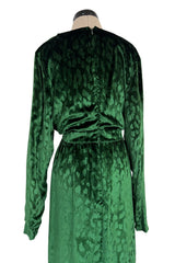 Beautiful Fall 2012 Gucci by Frida Giannini Runway Look 35 Deep Green Velvet Dress w Leopard Pattern