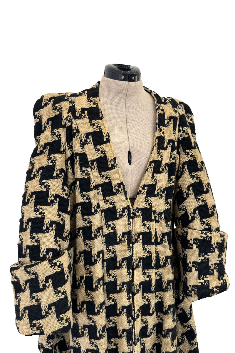 1973 Biba by Barbara Hulanicki Oversized Houndstooth Jacket w Incredible Sleeves & Shoulders