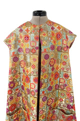 Amazing 1960s Arnold Scaasi Couture Gold Metallic Vest / Sleeveless Evening Coat