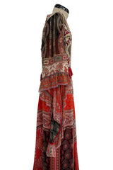 Spring 2020 Etro by Veronica Etro Runway Look 29 Printed Silk Chiffon Dress w Beaded & Embroidered Bodice