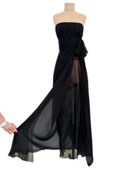 Spring 2002/Spring 1991 Yves Saint Laurent Haute Couture Final Collection Black Silk Chiffon Dress