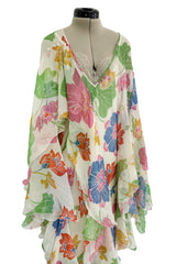 Prettiest Spring 2019 Etro by Veronica Etro Oversized Floral Print Bias Cut Silk Chiffon Spiral Dress