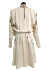 Incredible Spring 1990 Yves Saint Laurent Haute Couture Runway Look 50 Ivory Silk Dress