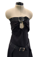 Sexy Fall 2002 Christian Dior by John Galliano Look 23 in Black Strapless Silk w Buckle Details