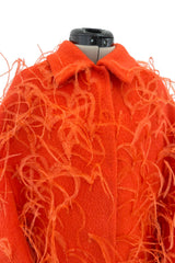 Fall 2019 Valentino by Pierpaolo Piccioli Orange Wool & Feather Coat