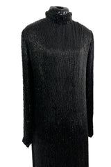 Fall 1975 John Anthony Couture Runway Sample Dress W Black Hand Beading