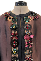 Spring 2005 Prada Runway & Ad Canmpaign Brown Silk Jacket w Extensive Beading & Embellishments