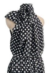 Chic 2006 Alexander McQueen Stark Black & White Polka Dot Silk Chiffon Halter Dress