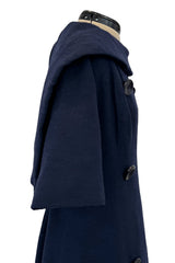 Late 1950s Christian Dior London by Marc Bohan Numbered Blue Shift Dress w Button Detailing