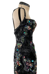 Exquisite 1950s Unlabeled Hand Made Couture Heavily Sequinned & Beaded Strapless Burlesque or Showgirl Dress