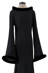 Outstanding Fall 1999 Jean Paul Gaultier Black Bias Cut Jersey w Black Velvet Cuffs & Collar