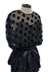 Chic Fall 1979 Givenchy by Hubert de Givenchy Runway Black Silk & Velvet with Inner Slip