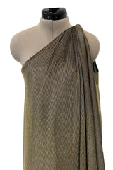 1978 Halston One Shoulder Draped Gold Metallic Jersey Dress