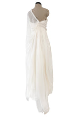 Dreamy Spring 2008 Christian Dior by John Galliano Ivory Silk Chiffon Dress w Hand Done Floral Embroidery