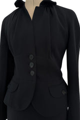 Pre-Fall 2011 Christian Dior by John Galliano Black Silk Suit w Back Flared Skirt & Gathered Detailed Jacket