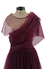 Gorgeous Resort 2020 Khaite Look 21 Burgundy Net Full Skirted Dress & Underskirt