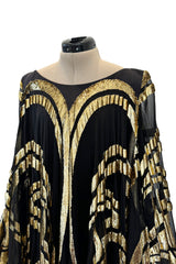 Extraordinary Fall 1992 Paco Rabanne Haute Couture Runway Sample Look 31 Metallic Gold & Black Silk Caftan Dress