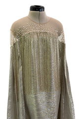 Dreamy Spring 2019 Oscar de la Renta by Laura Kim & Fernando Garcia Runway Look 57 Gold Silver Bead Caftan Dress