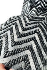 Impeccable Fall 1984 John Anthony Couture Silver & Black Chevron Hand Beaded & Sequin Jacket