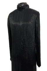 Fall 1975 John Anthony Couture Runway Sample Dress W Black Hand Beading
