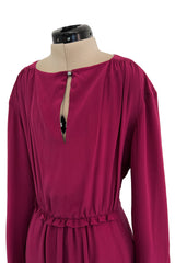 Chic Early 2000s Chloe Deep Burgundy Merlot Coloured Simple Silk Shift Dress w Ties