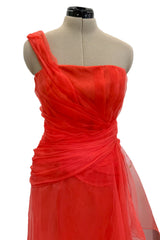 Prettiest Spring 2012 Oscar de la Renta Runway Look 53 Coral Orange Chiffon One Shoulder Dress