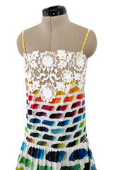 Hugely Documented Spring 2014 Chanel by Karl Lagerfeld Rainbow Print & Lace Runway Dress