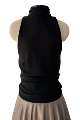 Fall 2012 John Anthony Couture Black Jersey Turtleneck Dress w Full Circle Taupe Skirt