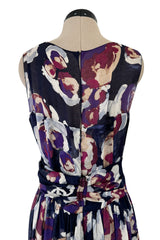 Cruise 2010 Chanel by Karl Lagerfeld Runway Look 33 Silk Chiffon Dress w Oversized Purple Floral Print