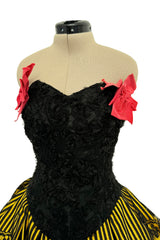 Rare Spring 1988 Christian Lacroix Demi-Couture Luxe Label Strapless Mini Dress w Lace & Bow Details