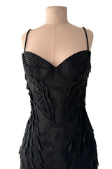 c 1995 Gianni Versace Atelier Haute Couture Black Hand-Beaded Dress w Top Stitched Bust