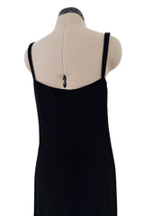 Suberb Fall 1970 Christian Dior Haute Couture by Marc Bohan Minimalist Black Velvet Column Dressress
