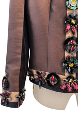 Spring 2005 Prada Runway & Ad Canmpaign Brown Silk Jacket w Extensive Beading & Embellishments