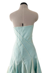 Superb Fall 2005 Richard Tyler Version of Runway Strapless Pale Blue & Ivory Silk Organza Dress